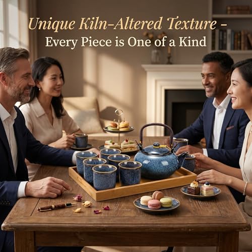 Japanese Asian Tea Set for Adults with 1 Teapot 6 Cups 1 Tray