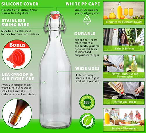 Flip Top Glass Bottle [1 Liter (6 Count)