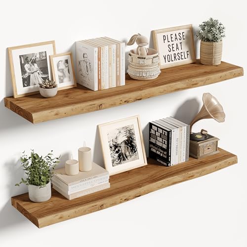 Wood Floating Shelves Live Edge 36” Set of 2 (2 Count)