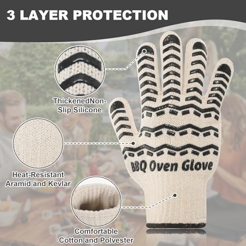 BBQ Gloves 932℉ Heat Resistant Oven Gloves