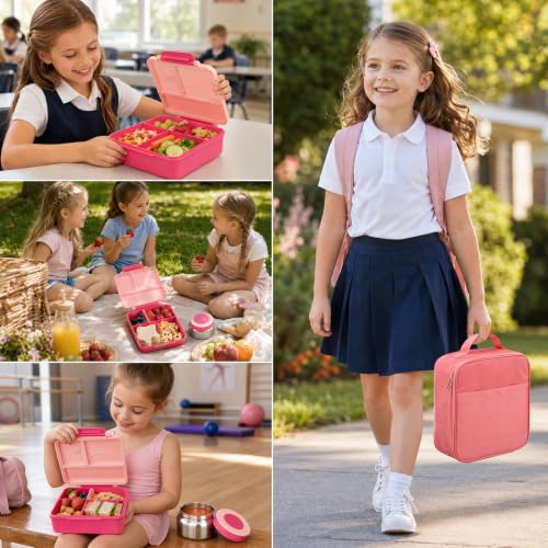 Bento Lunch Box for Girls with 8oz Soup Thermo & Lunch Bag