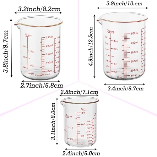 3 Piece Glass Measuring Cup Set