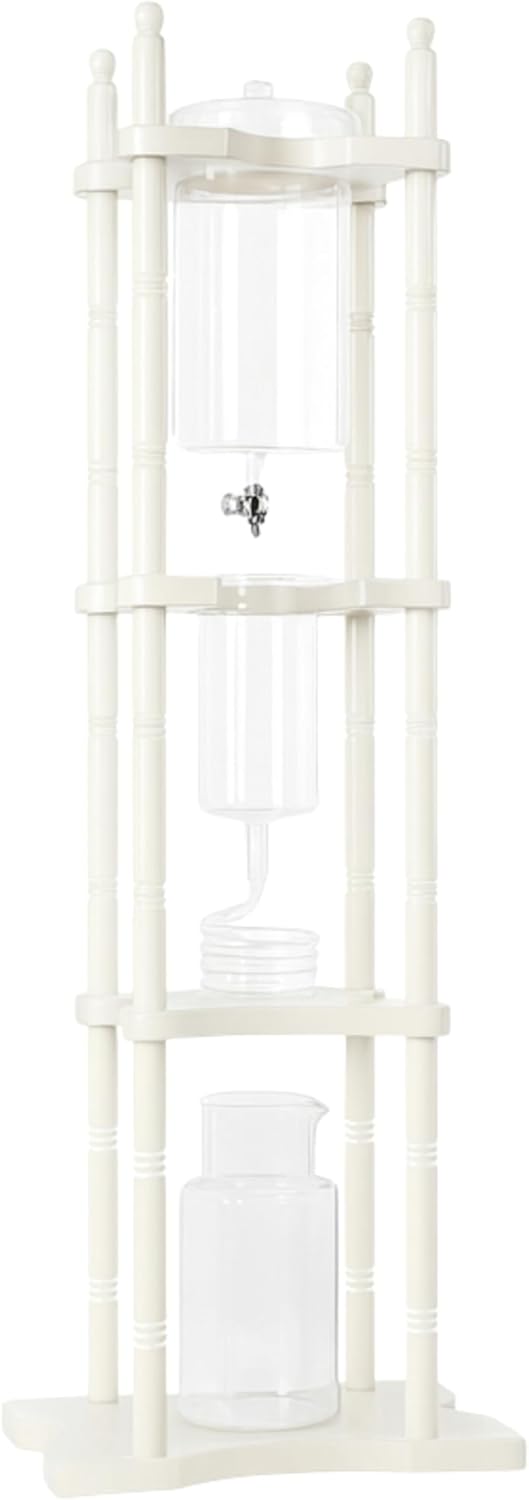 Nispira Cold Brew Drip Tower Iced Coffee Maker Glass Wooden Stand 25 Cups white - Blissbrew