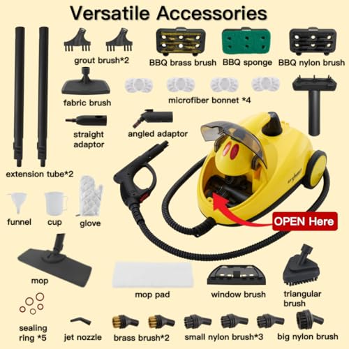 34-in-1 Steam Cleaner mop for Home & Car, 2L Water Tank, 4.3ft Hose, Deep Steam Cleaning for Floors, Tiles, Grout, Windows, Kitchen, Living Room – Multi-Surface Steamer