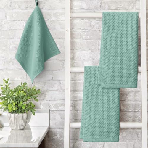 100% Cotton Light Green Waffle Weave Kitchen Dish Cloths (4 Count)