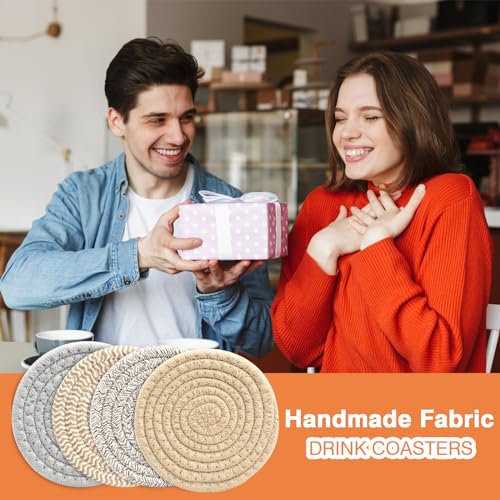 4.8" Boho Woven Drink Coasters Set of 2 (2 Count)
