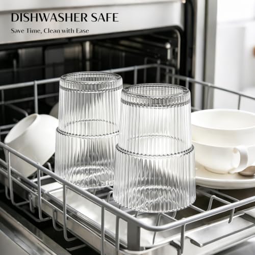 13oz Glass Tumbler with Lid and Straw 4 Pack