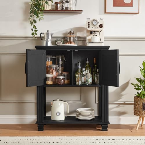 Farmhouse Coffee Bar Cabinet with Open Shelf