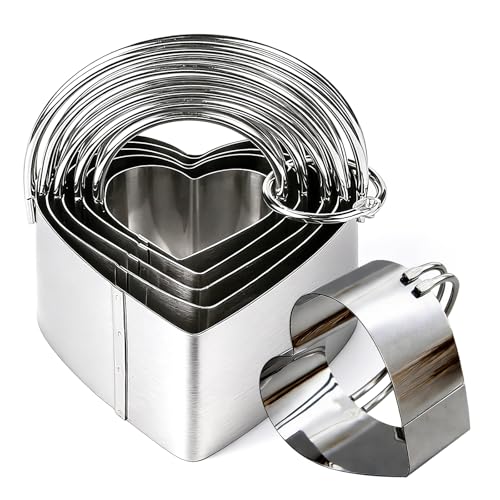 Stainless Steel Heart Cookie Cutter Set of 5 with Handle