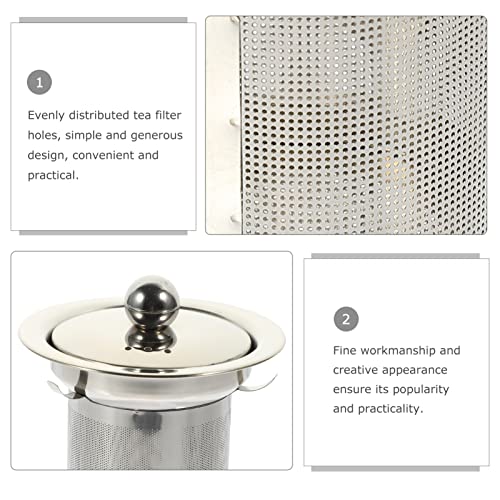 Stainless Steel Tea Strainer with Lid Large Loose Leaf Tea Infuser Replacement for Teapots Cups and Pitchers Easy to Clean Mesh Filter 4X3.3 Inch