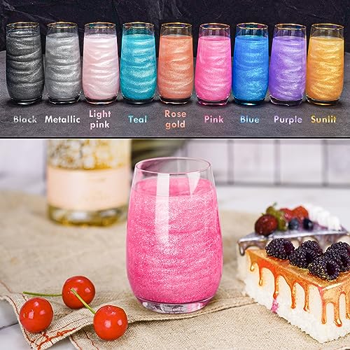 Edible Food Grade Glitter Powder Glimmer Luster Dust Metallic Fancy Food Decorating Sprinkle Glimmery Dust for Drink Wine Beverage Cake Bakery Vegan Allergen