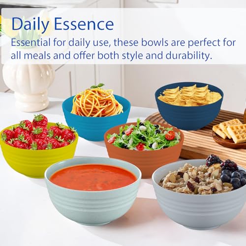 Unbreakable Cereal Bowls 25 OZ Microwave and Dishwasher Safe BPA (6 Count)