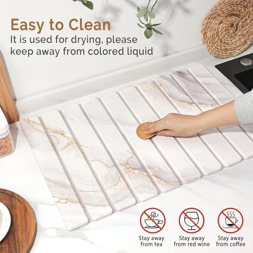 Large Stone Dish Drying Mat for Kitchen Counter (2 Count)