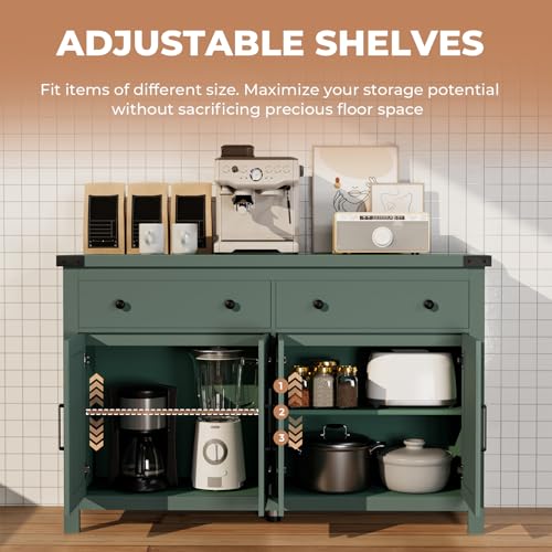 Buffet Cabinet with Storage Farmhouse with 4 Doors and 2 Drawers