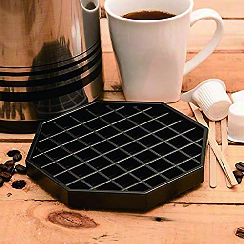 Octagon Coffee Drip Tray by Hard Black Plastic for Coffee Countertop (4 Count)
