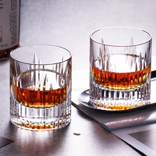 Crystal Whiskey Glasses Set of 2 Hand Blown Old Fashioned Glasses (2.02 Count)