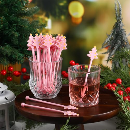 30 Pcs Winter Drink Stirrers Xmas Stir Stick Holiday Coffee Swizzle Stick Reusable Plastic Hot Cocoa Bar Chocolate Decoration Cocktail Mixer (30 Count)