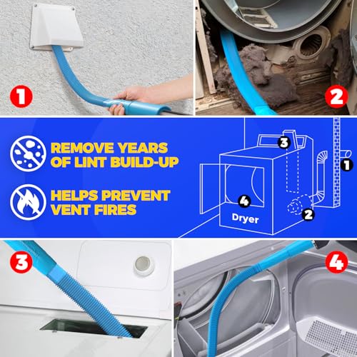 35FT Dryer Vent Cleaner Kit 58Pcs