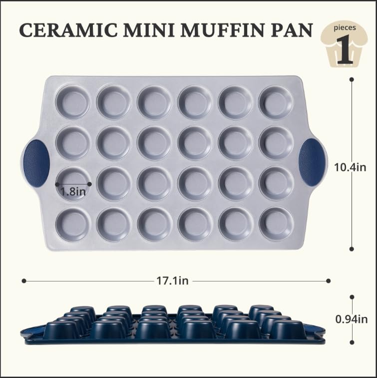 24 Cup Non Toxic Nonstick Ceramic Mini Muffin Pan & Cupcake Tin