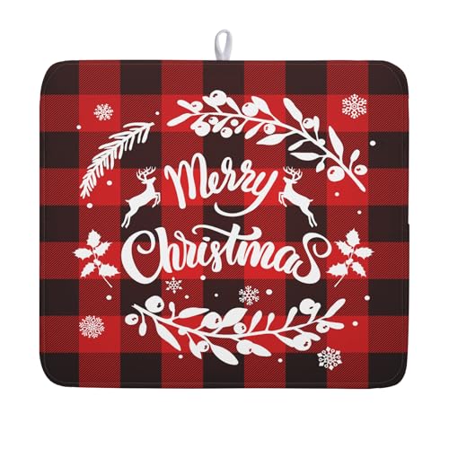 Merry Christmas Dish Drying Mat for Kitchen Counter