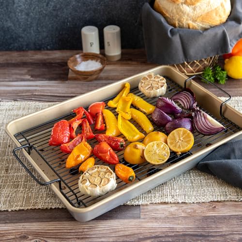 High Sided Half Sheet Oven Crisping Baking Tray with Rack