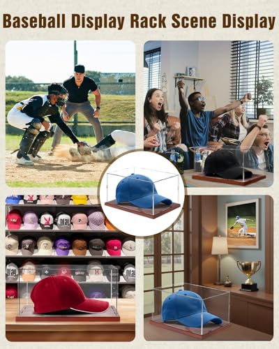 Acrylic Baseball Hat Display Case Solid Wood Base Cap Shaper