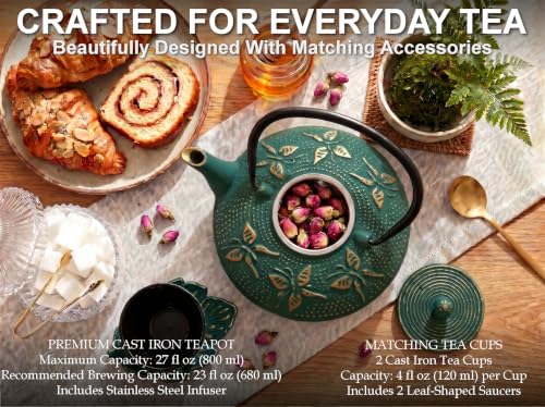 Green Butterfly Cast Iron Tea Set