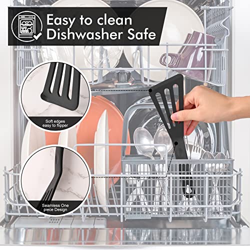 600℉ Heat Resistant Silicone Slotted Fish Turner Spatula Set (2 Count)