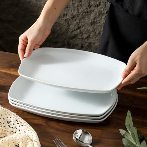 White Rectangular Plate Set (4 Count)