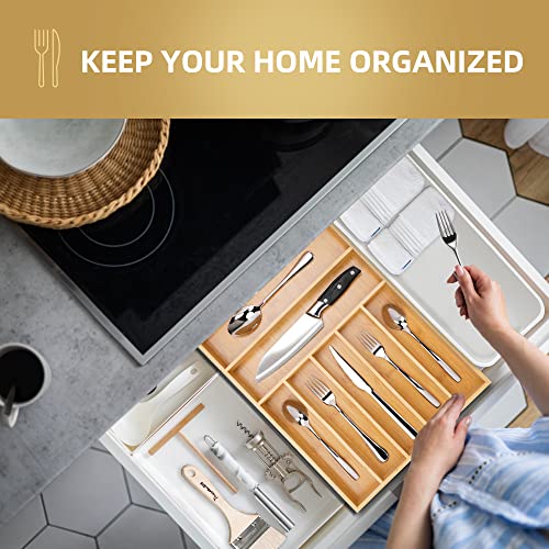 Silverware Organizer Kitchen Drawer Organizer Utensil Organizer Bamboo Silverware Holder Cutlery Organizer in Drawer Flatware Organizer Tray