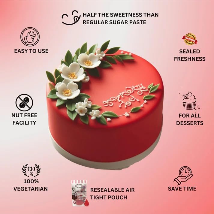Red Fondant Vibrant Edible Cake Fondant for Christmas & Special Occasions (8.8 Ounce)