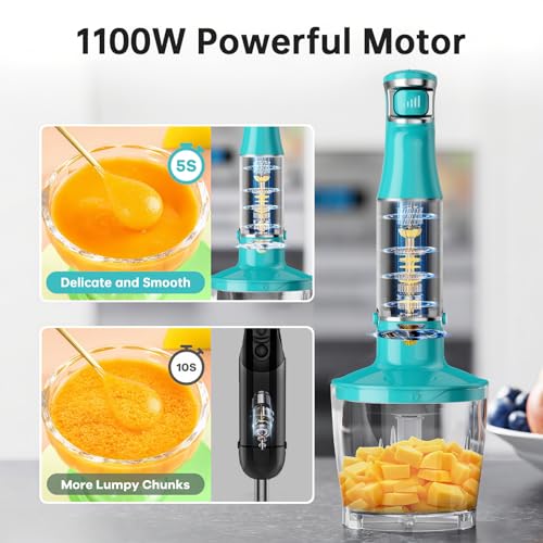 Immersion Blender Handheld 5 in 1 Hand Blender Set 1100W Heavy Duty
