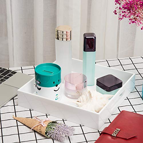 Glossy White Sturdy Acrylic Serving Tray with Handles