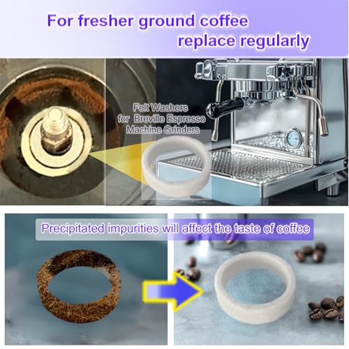 6 Piece Felt Washer Replacement for Breville Espresso Machine Grinders (7 Count)