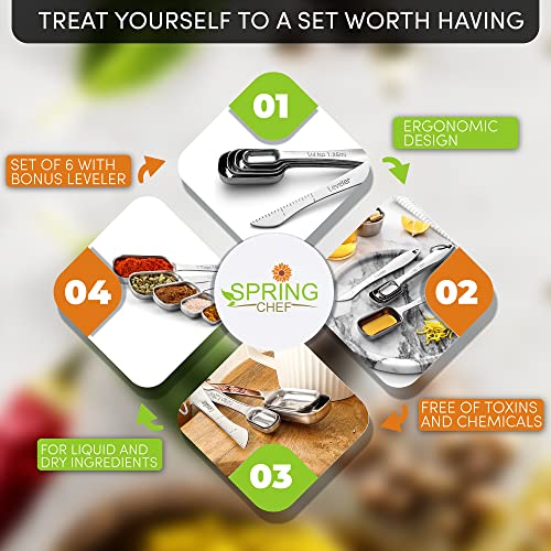 Stackable Stainless Steel Measuring Spoons Set of 6 w