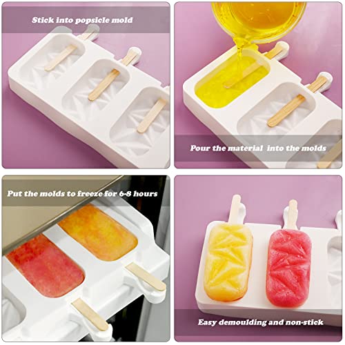 2 Pack 4 Cavities Diamond Shape Silicone Popsicle Molds