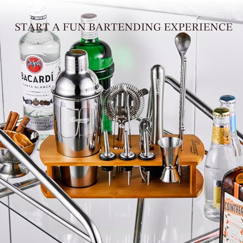 Cocktail Shaker Set Bartender Kit with Stand