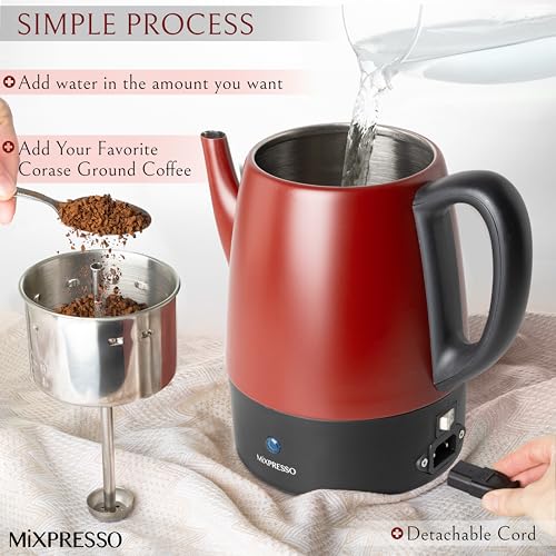 4 Cup Red Small Electric Percolator Coffee Pot