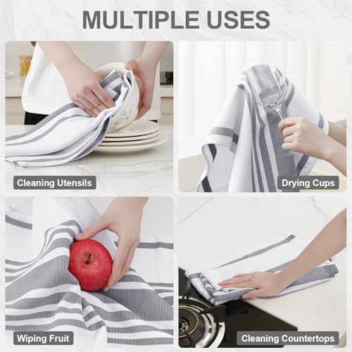 Premium Cotton Stripe Kitchen Towels 3 Pack (3 Count)