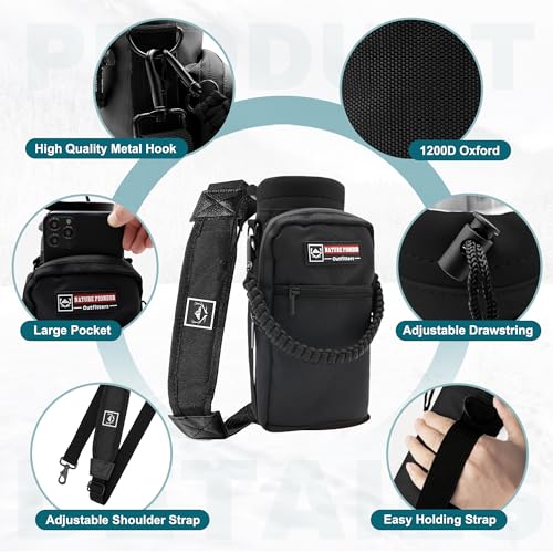 24 oz Insulated Water Bottle with Carrier Bag & 3 Lids
