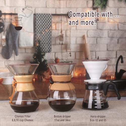 Compatible for Hario V60 & Chemex Pour Over Coffee Filters