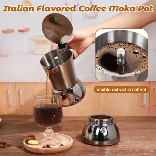 No Coating 4 Cup Thickened 304 Stainless Steel Moka Pot