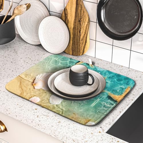 Summer Beach Style Dish Drying Mat for Kitchen Counter