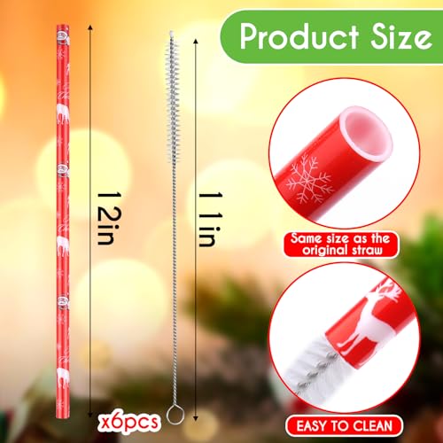 6 Pack Christmas Straw Replacement for Stanley 30&40oz (6 Count)