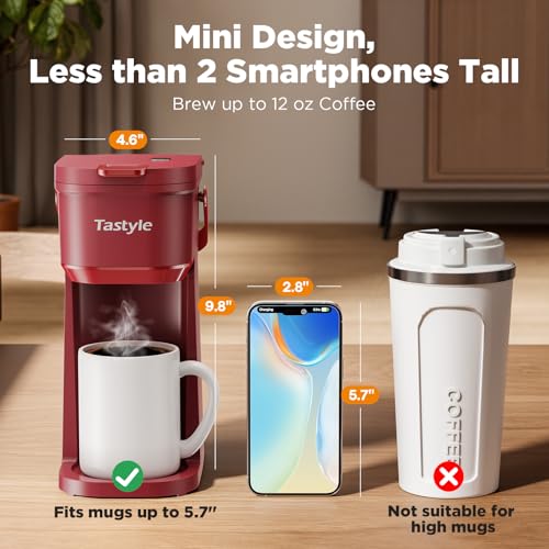 Mini Single Serve Coffee Maker for K Cups and Grounds with Handle