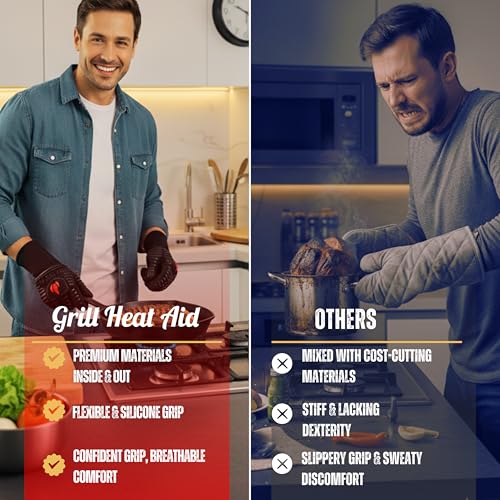Grill Gloves Heat Proof for Grilling 932°F BBQ Pitmasters (2 Count)