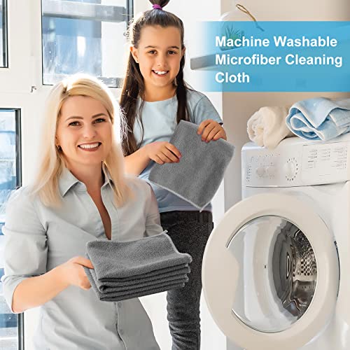 100 Pack 12'' x 12'' Microfiber Cleaning Cloths Reusable Cleaning Rags Bulk Microfiber Towels Softer Highly Absorbent Washcloths for House Kitchen Car Window