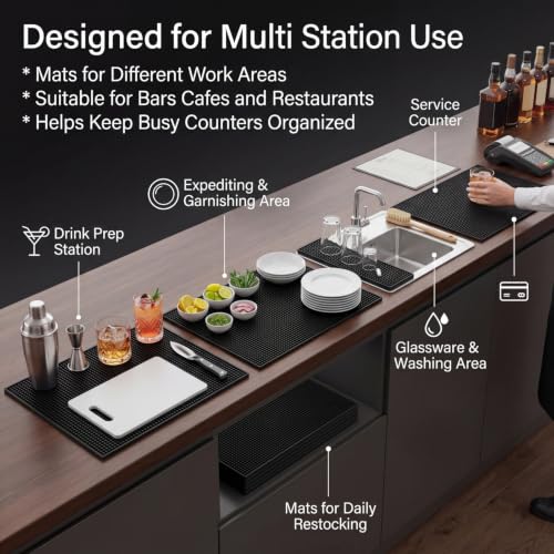 6 Pcs Bar Mat 18 X 12 Inch Black (6 Count)