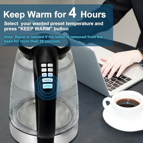 Cool Touch Electric Kettle with 6 Temp Presets for Tea