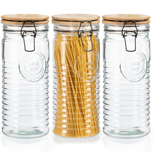 Tall Glass Pasta Storage Containers with Airtight Clasp Lids
